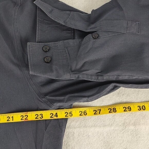 Calvin Klein Men's Non-Iron Grayish to Blue Striped Cotton Blend Dress Shirt XL - Picture 8 of 10